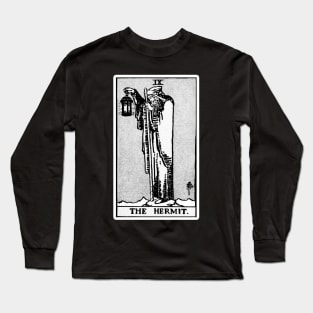 IX. The Hermit Tarot Card | Black and white Long Sleeve T-Shirt